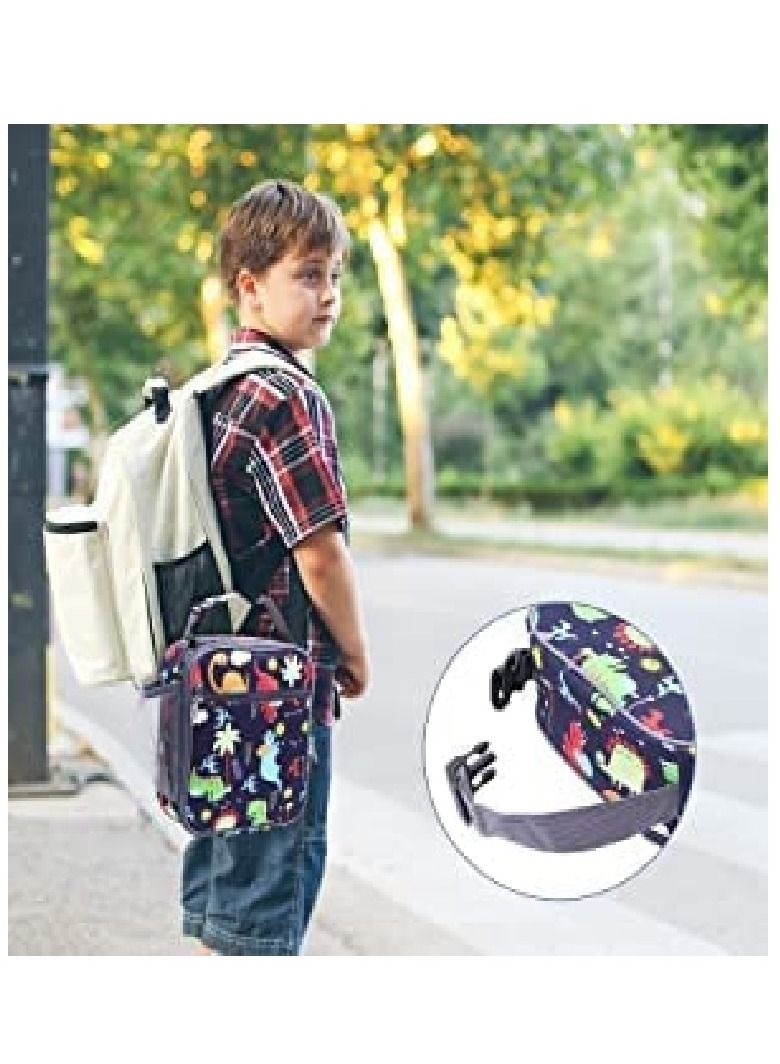 Dubkart Lunch Bag for Kids,Dinosaur Insulated Blue Lunch Bag Side Mesh Pocket, for Boys Girls, Child Thermal Tote Cooler Bag Portable Leak Proof for School Picnic Outdoor - Image 5