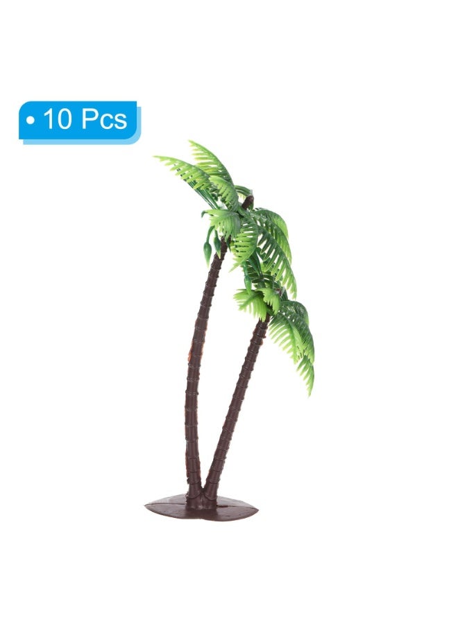 OSHIMA 10PCS Plastic Coconut Palm Model Trees, mini palm trees for crafts, Miniature Plastic Coconut Palm Tree, Model Trees Miniature Landscape for DIY Beach Landscape Prop Decoration, Green - Image 3