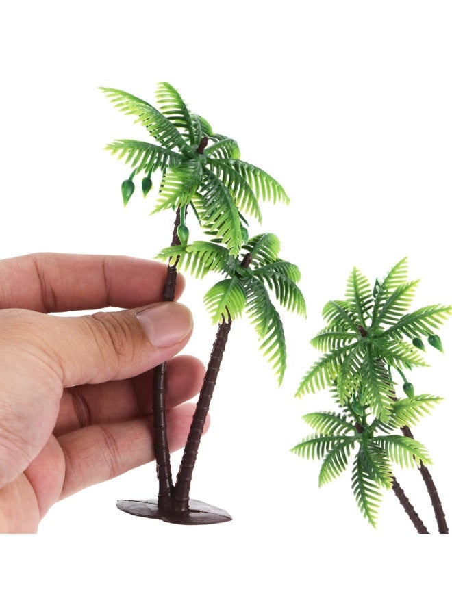 OSHIMA 10PCS Plastic Coconut Palm Model Trees, mini palm trees for crafts, Miniature Plastic Coconut Palm Tree, Model Trees Miniature Landscape for DIY Beach Landscape Prop Decoration, Green - Image 4