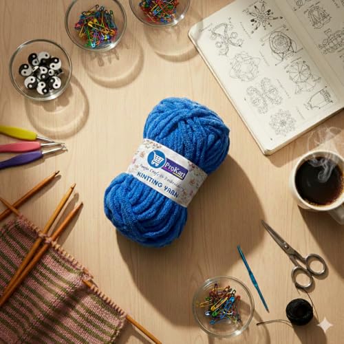 ProKart Premium Blankie Wool, Plush & Cuddly, Chenille Yarn Supersoft Hand Knitting Wool Ball | Blanket Thick/Mottu Yarn Ball Suitable for Hand Knitting and Crocheting (Royal Blue, 100gms x 1 Pack) - Image 2