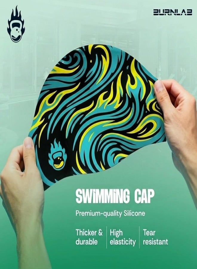 Burnlab Silicone Swimming Cap for Kids with Long Hair, Comfortable Stretch Fit for Boys & Girls - Image 4