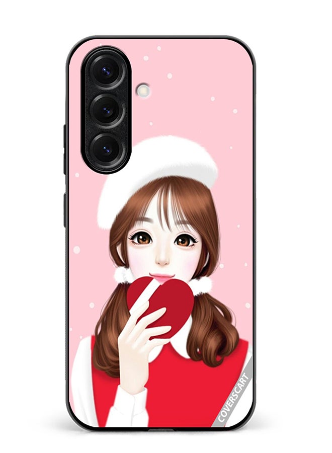 VR CREATIVE Protective Case Cover For Samsung Galaxy S25 Plus Girl Holding Heart Design Multicolour