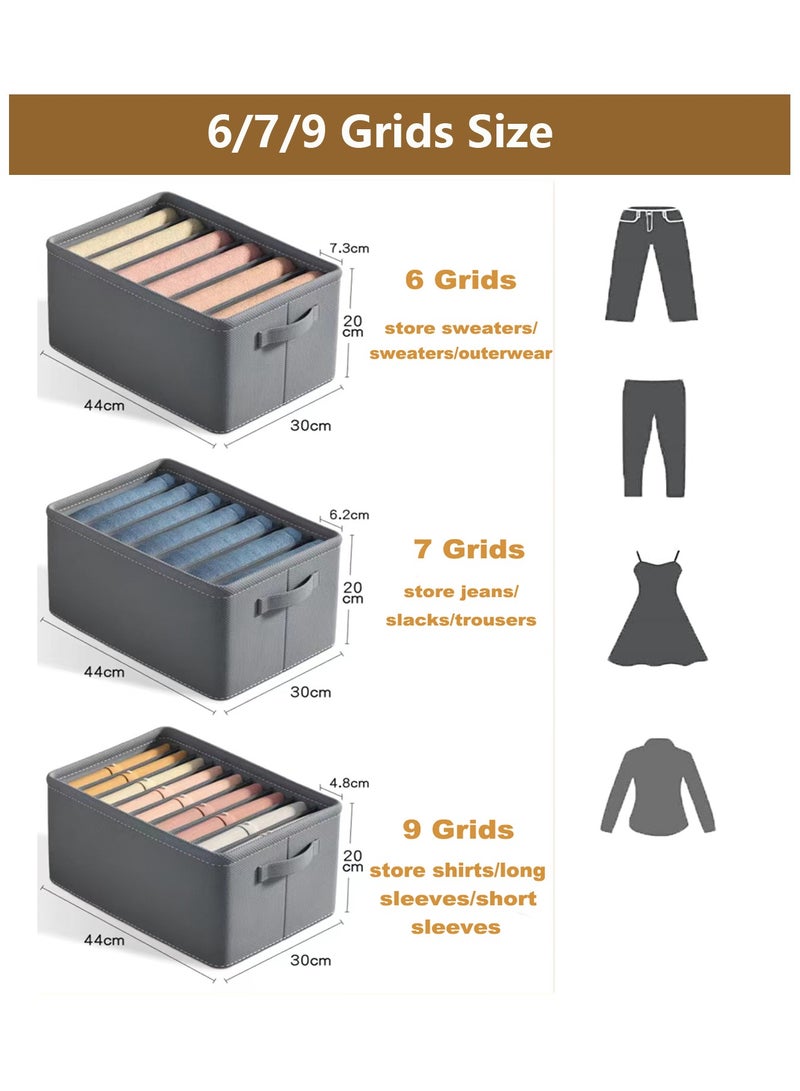 Alissa Clothes Storage Box Wardrobe Clothes Drawer Organizer, Foldable Drawer Bins for Clothing Closet Storage Basket Houseware Closet Underwear Bra Socks Organizer Drawer Divider 3 Pcs (6/7/9Grids) - Image 2