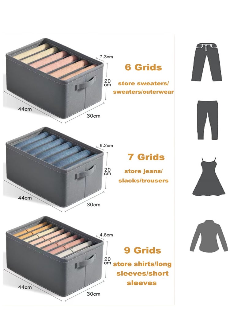 Alissa Clothes Storage Box Wardrobe Clothes Drawer Organizer, Foldable Drawer Bins for Clothing Closet Storage Basket Houseware Closet Underwear Bra Socks Organizer Drawer Divider 3 Pcs (6/7/9Grids) - Image 3