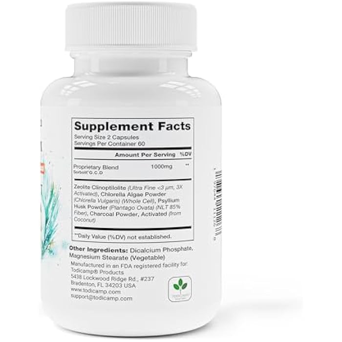 TODICAMP SORBOLIT Colon Cleanse Formula + Debloat - Zeolite Detox, Chlorella, Activated Charcoal & Psyllium Husk Fiber for Gut Health, Gut Cleanse, Colon Detox & Digestive Balance – 120 Vegan Capsules - Image 2