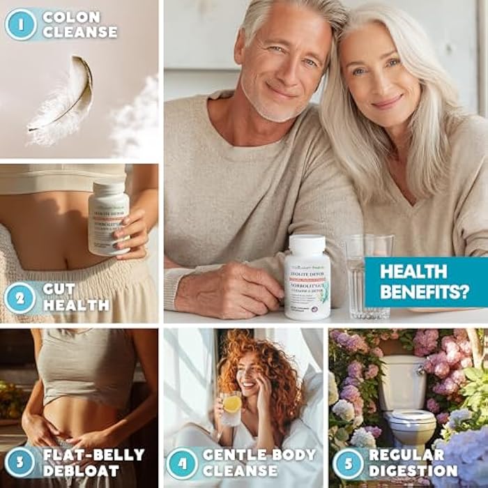 TODICAMP SORBOLIT Colon Cleanse Formula + Debloat - Zeolite Detox, Chlorella, Activated Charcoal & Psyllium Husk Fiber for Gut Health, Gut Cleanse, Colon Detox & Digestive Balance – 120 Vegan Capsules - Image 4