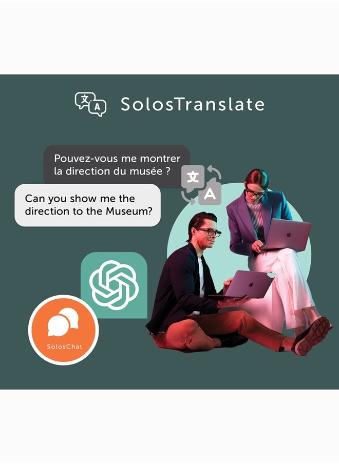 ARGON 8 SMARTGLASSES | SOLOS AIRGO™ 3 Smart Glasses for iPhone and Android.-black color-Chat GPT personal assistant. Solos multi language group translate. AI coach. Whisper® Technology.  Whisper® Messeges & Events. Up to 10 hours battery life. BT 5.2 an BLE Wireless. ~ 33ft in open space.