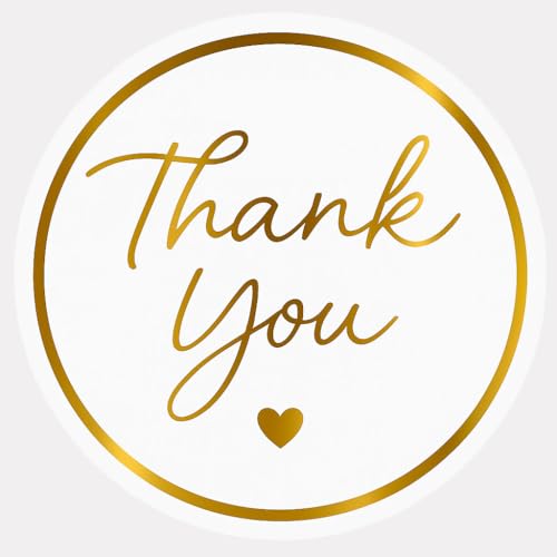 FEELOVE 1.5" Gold Thank You Stickers, 200 Pcs Self-Adhesive Envelope Seals Sticker for Packaging, Small Business, Wedding, Party - Image 1