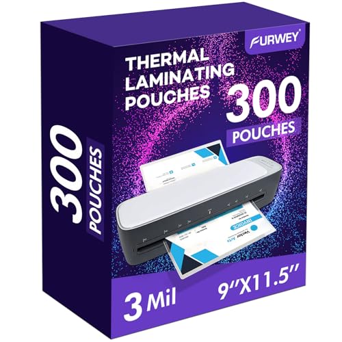 FURWEY 300 Pack Laminating Sheets, 3 Mil, 9 x 11.5 Inches Thermal Laminating Pouches Lamination Sheet Paper for Laminator, Clear, Letter Size, Office and School Supplies - Image 1