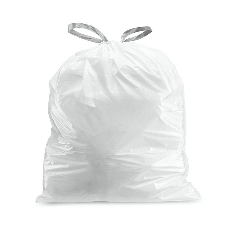 Plasticplace Custom Fit Trash Bags, Compatible with Simplehuman Code R (100 Count) White Drawstring Garbage Liners 2.6 Gallon/ 10 Liter 16.5" x 18" - Image 3