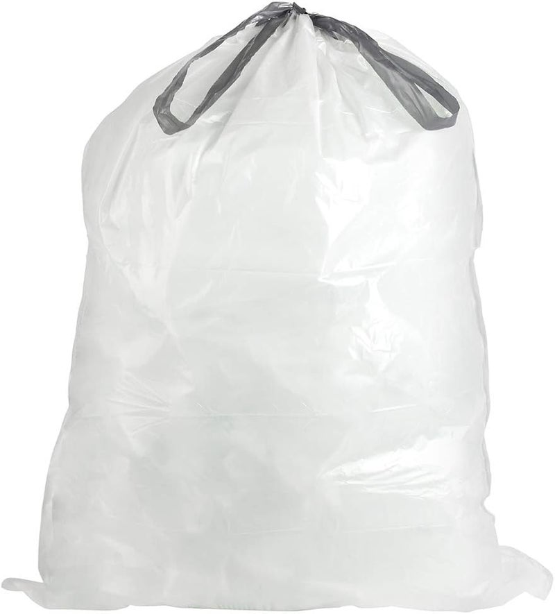 Plasticplace Custom Fit Trash Bags, Compatible with Simplehuman Code R (100 Count) White Drawstring Garbage Liners 2.6 Gallon/ 10 Liter 16.5" x 18" - Image 4