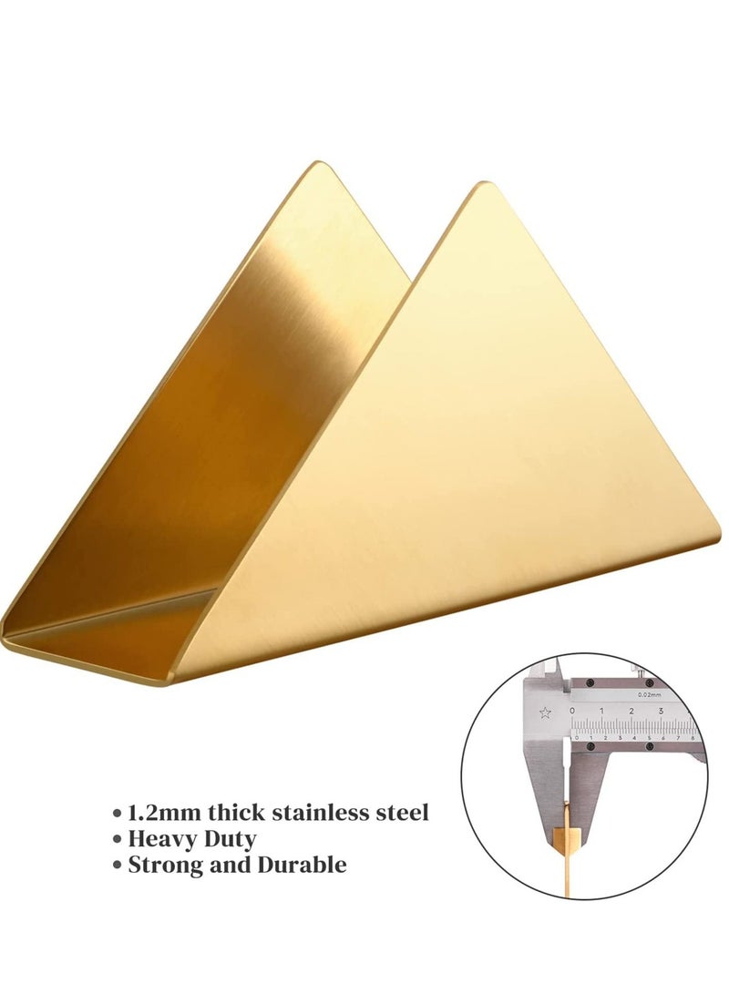 ميكسد حامل مناديل مثلث، منظم مناديل مسطحة قائمة بذاتها من الفولاذ المقاوم للصدأ، منظم مناديل مسطحة قائمة بذاتها لسطح المطبخ المنزلي، طاولات الطعام، طاولات الطعام، طاولات النزهة، ذهبي - Image 3