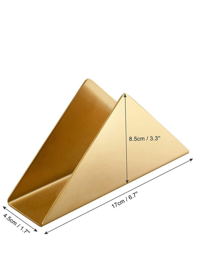 ميكسد حامل مناديل مثلث، منظم مناديل مسطحة قائمة بذاتها من الفولاذ المقاوم للصدأ، منظم مناديل مسطحة قائمة بذاتها لسطح المطبخ المنزلي، طاولات الطعام، طاولات الطعام، طاولات النزهة، ذهبي - Image 2