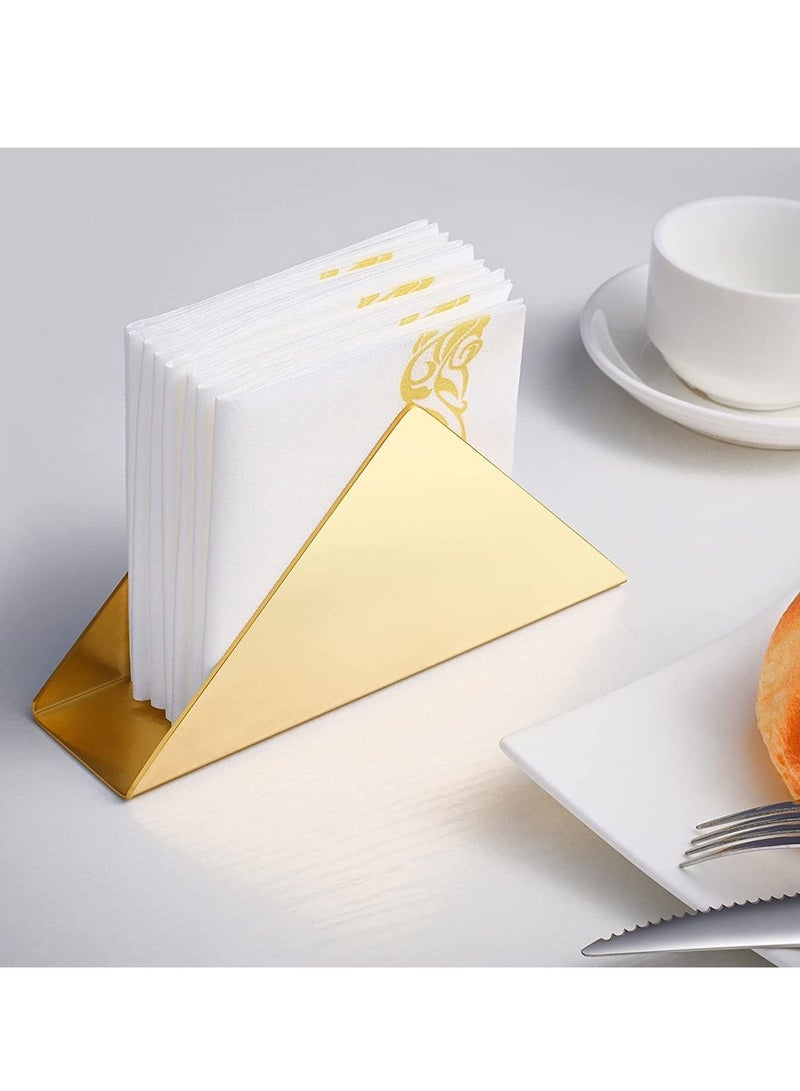 ميكسد حامل مناديل مثلث، منظم مناديل مسطحة قائمة بذاتها من الفولاذ المقاوم للصدأ، منظم مناديل مسطحة قائمة بذاتها لسطح المطبخ المنزلي، طاولات الطعام، طاولات الطعام، طاولات النزهة، ذهبي - Image 4