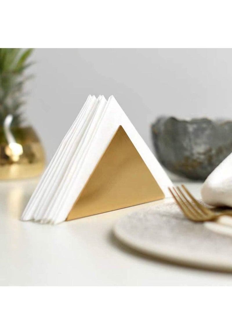 ميكسد حامل مناديل مثلث، منظم مناديل مسطحة قائمة بذاتها من الفولاذ المقاوم للصدأ، منظم مناديل مسطحة قائمة بذاتها لسطح المطبخ المنزلي، طاولات الطعام، طاولات الطعام، طاولات النزهة، ذهبي - Image 5