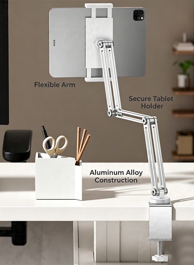 Tablet Stand Holder, Adjustable Gooseneck iPad/Phone Arm Clamp for Desk, 360° Rotation Stand, Portable Tablet Holder Stand, Bedside Tablet Desk Arm Mount, Monitor Stand Holder for Kindle, Ipad, iPhone or Other Devices - Image 2
