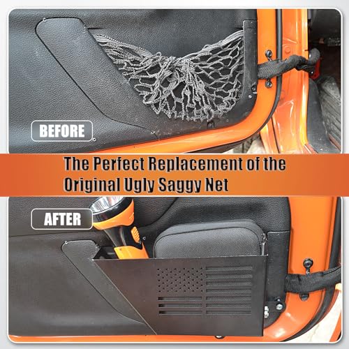 CALBEAU Metal Front Door Pocket Storage Box Compatible with 2007-2018 Jeep Wrangler JK JKU 2/4 Door, 2 PCS Interior Storage Expansion Accessories for Jeep Saggy Net Replacement - Image 2