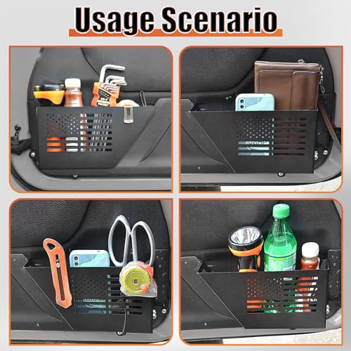 CALBEAU Metal Front Door Pocket Storage Box Compatible with 2007-2018 Jeep Wrangler JK JKU 2/4 Door, 2 PCS Interior Storage Expansion Accessories for Jeep Saggy Net Replacement - Image 4