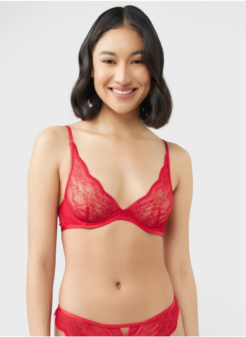 hunkemoller Non Padded Plunge Lace Bra
