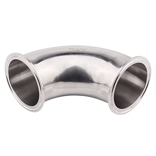 DERNORD Sanitary Ferrule Elbow 90 Degree Pipe Fitting with 2 Piece Silicone Gasket SS304 Tri Clamp (3" Tube OD) - Image 4