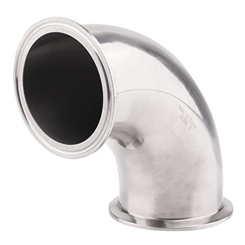 DERNORD Sanitary Ferrule Elbow 90 Degree Pipe Fitting with 2 Piece Silicone Gasket SS304 Tri Clamp (3" Tube OD) - Image 5