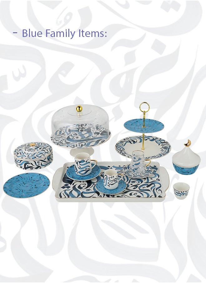Trust - Porcelain Date Bowl With Lid; Bowl Size 11.4 Diameter X 4.4CM Height, Total Size With Lid 12.5 Diameter X 14.5CM Height; Blue - Image 1