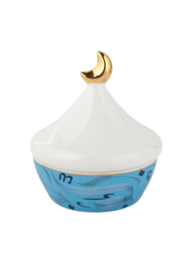 Trust - Porcelain Date Bowl With Lid; Bowl Size 11.4 Diameter X 4.4CM Height, Total Size With Lid 12.5 Diameter X 14.5CM Height; Blue - Image 1
