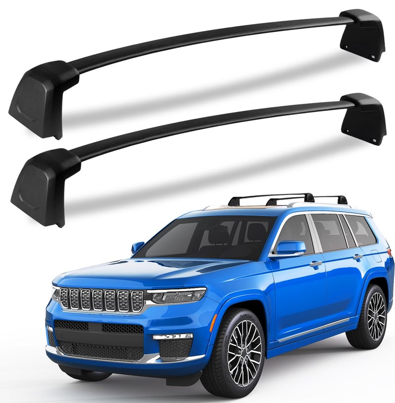 KINGGERI 220lbs Roof Rack Cross Bars Fit for Jeep Grand Cherokee L 20212025 Grand Cherokee 2022 2023 2024 2025 Heavy Duty Aluminum Roof Rails Crossbars Carrier Bag Luggage Rails Kayak Skiboard