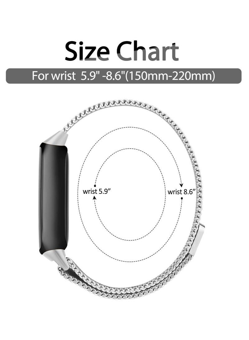 كابتن تيك Metal Strap, Compatible with Fitbit Luxe Straps for Women Men, Magnetic Clasp Stainless Steel Mesh Loop Adjustable Wristband Replacement Strap for Fitbit Luxe Fitness Tracker KSA | Riyadh, Jeddah - Image 3