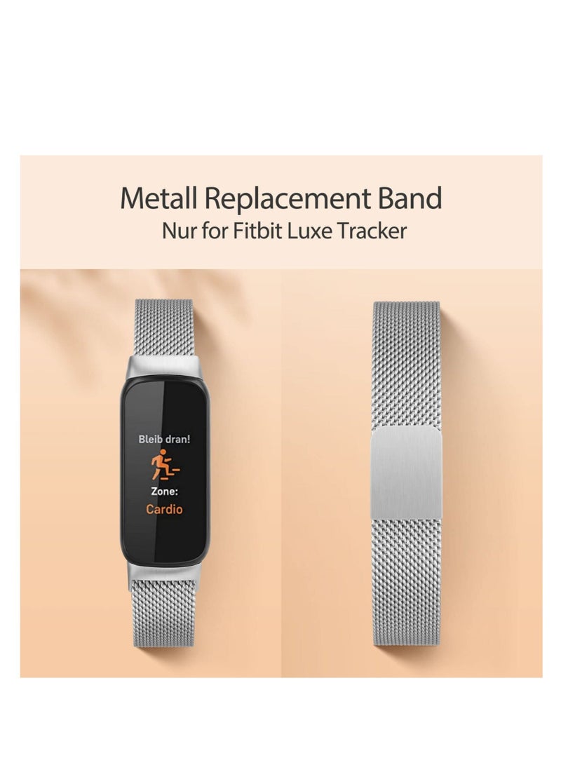 كابتن تيك Metal Strap, Compatible with Fitbit Luxe Straps for Women Men, Magnetic Clasp Stainless Steel Mesh Loop Adjustable Wristband Replacement Strap for Fitbit Luxe Fitness Tracker KSA | Riyadh, Jeddah - Image 4