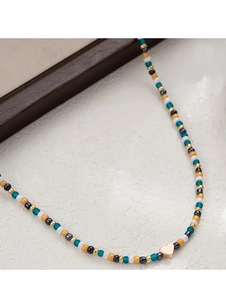 جلوسكي قلادة قلب مصنوعة يدويًا ساحرة للنساء-مثالية للارتداء اليومي والعطلات ، هدية مجوهرات مستوحاة من بوهو ، قلادة ، هدية مهرجان ، أسلوب بوهيميا ، أسلوب عطلة - Image 5