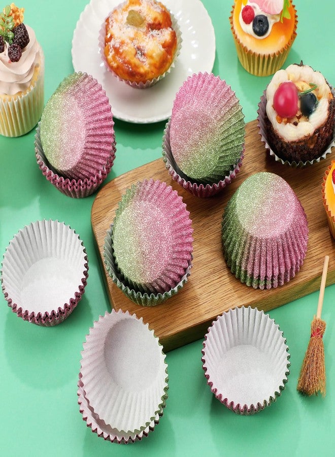 Vesici 300 Pcs Pink and Green Party Decoration Cupcake Paper Witch Theme Baking Cups Wrapper Liners Cake Foil Cupcake Liners for Baking Cupcakes Party Supply - Image 4
