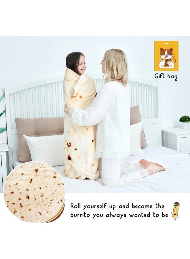 CASOFU Burritos Tortilla Blanket, Double Sided Giant Flour Tortilla Throw Blanket, Novelty Tortilla Blanket For Your Family, 285 Gsm Soft And Comfortable Flannel Taco Blanket  - Image 3