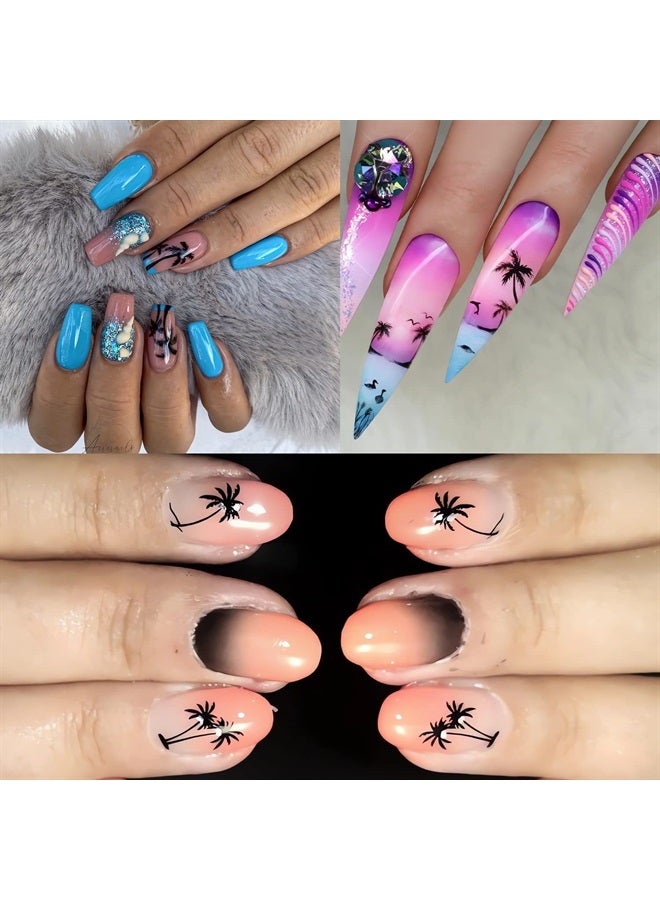 OCOUYVD Summer Nail Art Stamping Plates Palm Coconut Tree Pattern Designs Nail Stamp Templates Holiday Nail Decorations DIY Stainless Steel Nail Image Polish Template Nail Supplies for Women - Image 4