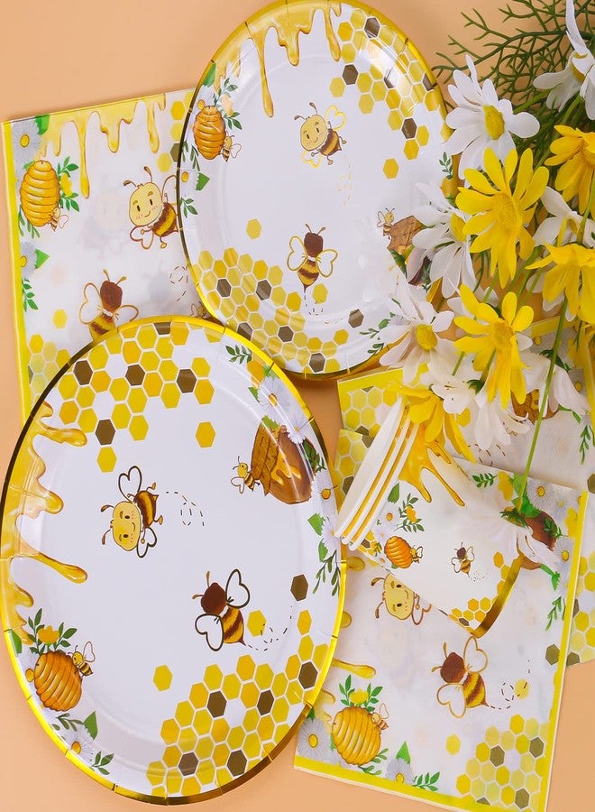 Atonofun Bee Party Supplies, Bee Plates and Napkins, Cups, Napkins and Forks, Bee Party Decorations for Baby Shower, Birthday, Happy Bee Day, Serves 24 - Image 3