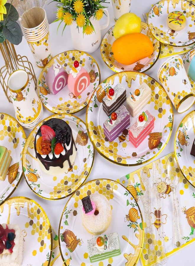 Atonofun Bee Party Supplies, Bee Plates and Napkins, Cups, Napkins and Forks, Bee Party Decorations for Baby Shower, Birthday, Happy Bee Day, Serves 24 - Image 4
