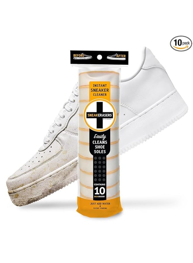 SneakERASERS Instant Sole and Sneaker Cleaner, Premium, Disposable, Dual-Sided Sponge for Cleaning & Whitening Shoe Soles (10 Pack) - Image 1