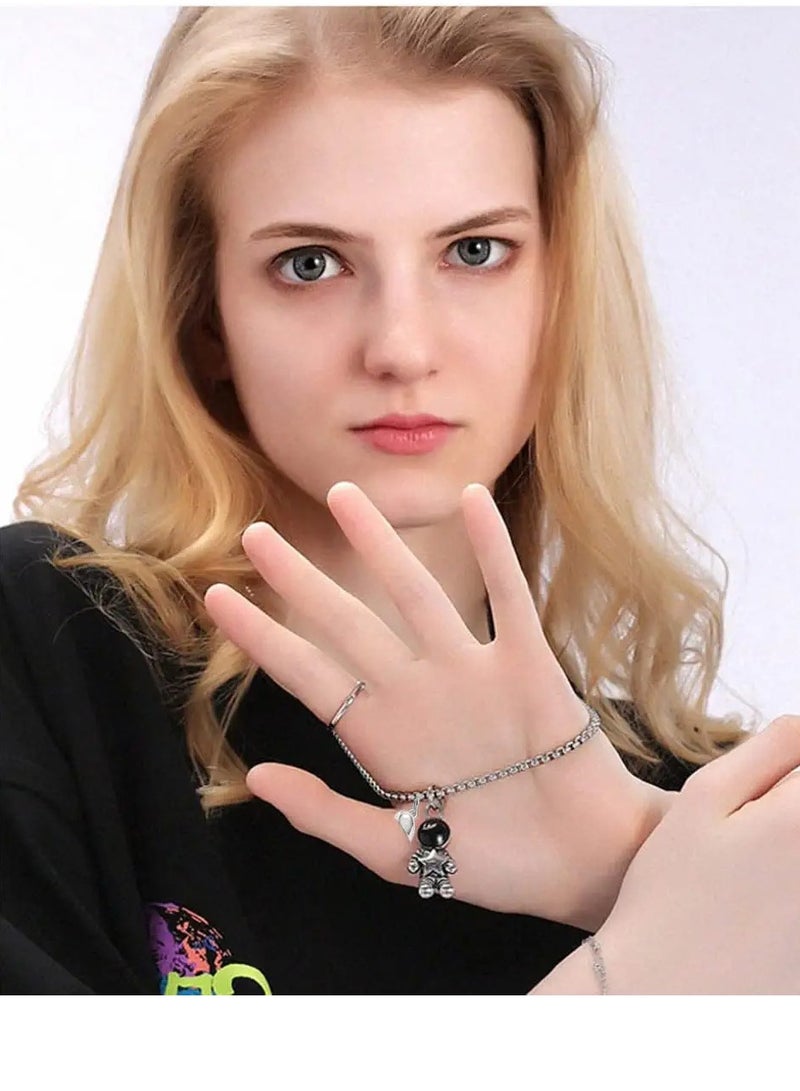 KASTWAVE Creative Magnet Couples Necklace, Matching Necklaces Spaceman Pendant Magnet Necklace Mutual Attraction Couples Chain for Husband Wife Boyfriend Girlfriend  Valentine's Day Gift Jewelry ,2pcs - Image 4