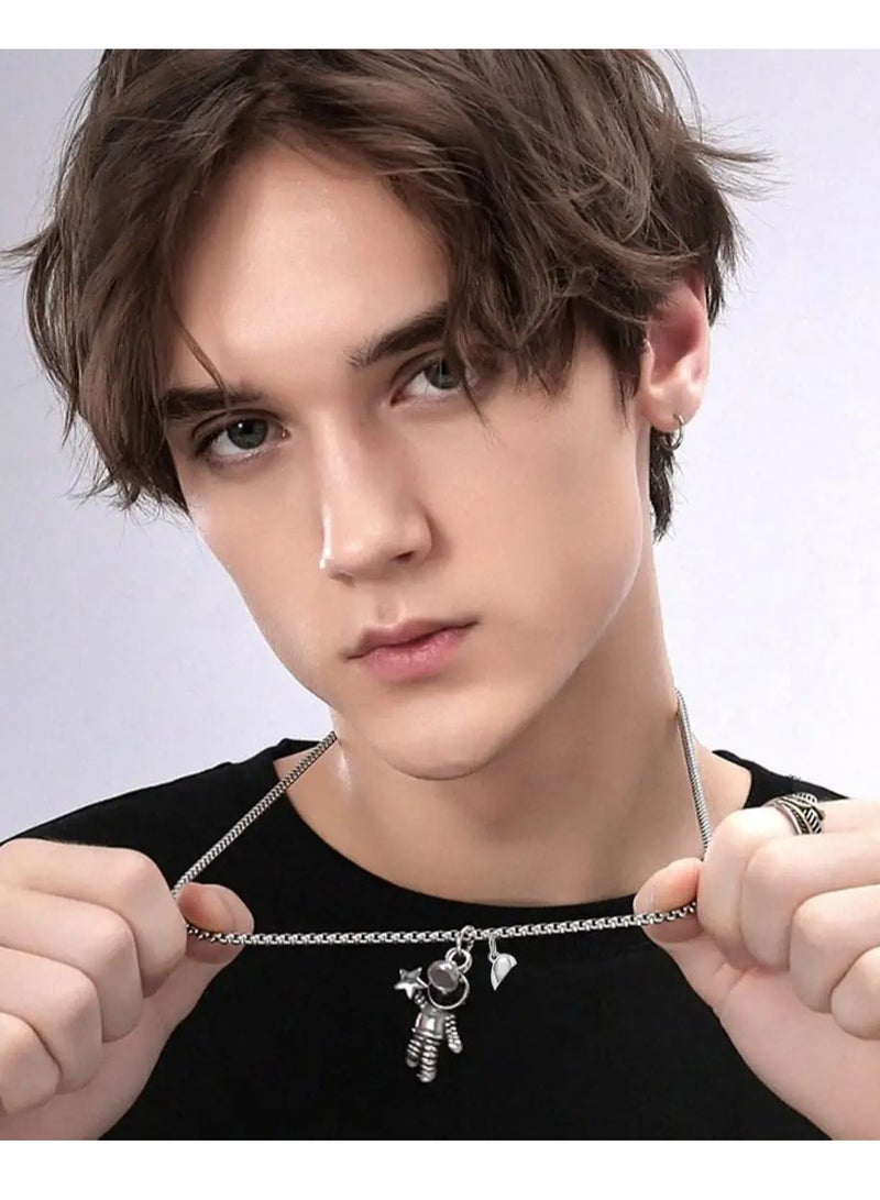 KASTWAVE Creative Magnet Couples Necklace, Matching Necklaces Spaceman Pendant Magnet Necklace Mutual Attraction Couples Chain for Husband Wife Boyfriend Girlfriend  Valentine's Day Gift Jewelry ,2pcs - Image 3