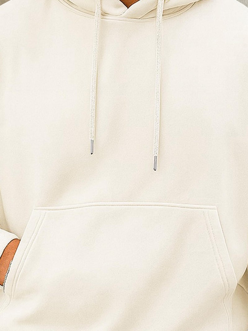 Jump Cuts Mens Solid Hooded Neck Full Sleeve Cream LoopKnit Sweatshirt - Image 5