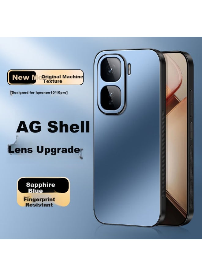Shangsu Shang Su Suitable For Iqoo Neo10 Phone Case Iqoo Neo10 Pro Protective Case Ag Frosted Lens Full Coverage Genuine Machine Feel Simple Solid Color Anti-fingerprint Female Male Models Sapphire Blue - Image 1