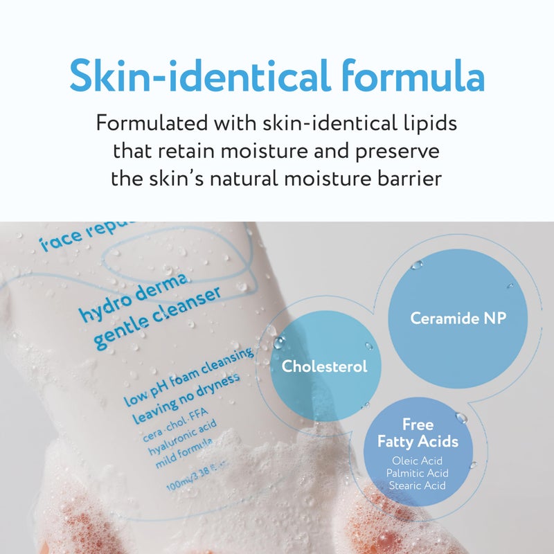 Face Republic Hydro Derma Gentle Cleanser 100ml 3.38 fl oz | Extra Gentle Foam | Ceramide NP, Hyaluronic Acids, Panthenol |For Sensitive Skin | Vegan Korean Skin Care - Image 3