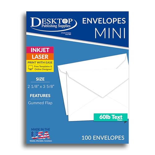 Desktop Publishing Supplies Business card size envelopes 2 1/8 x 3 5/8" - White - 100 Envelopes - Image 3