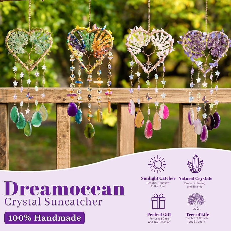 Dreamocean مصيدة أشعة الشمس من الكريستال على شكل قلب للنوافذ، مصابيح للتعليق على الجدران، زينة كريستالية للتزيين للحدائق الخارجية. - Image 2