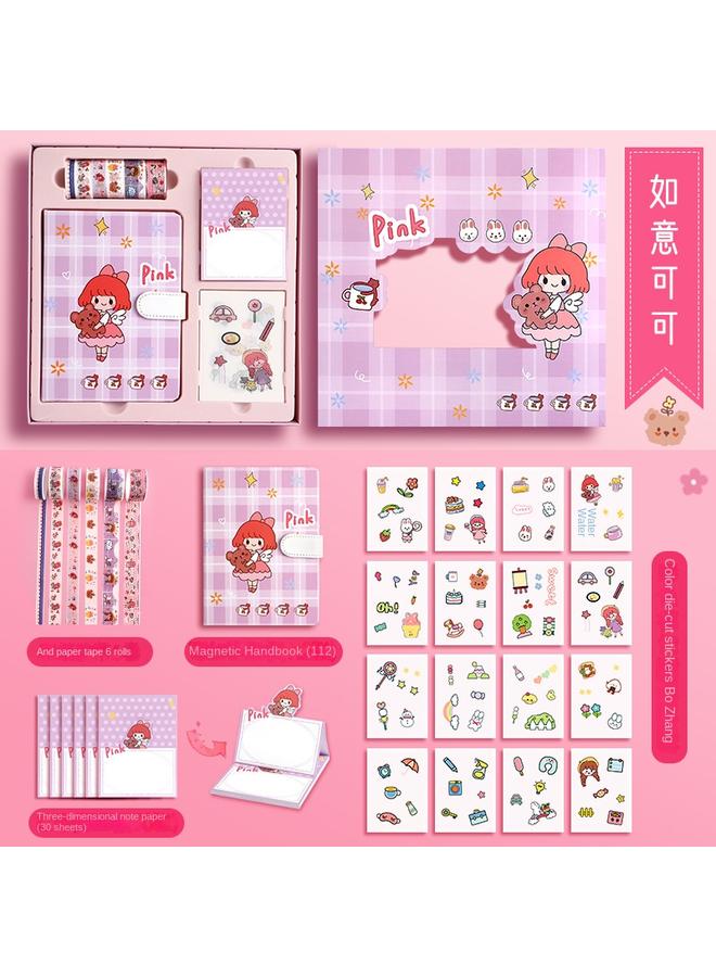 Children And Girls Hand Account Book Suit Gift Box Cute Girl Hand Account Sticker Material Gift Bag Full Set Of Handmade Free Shipping