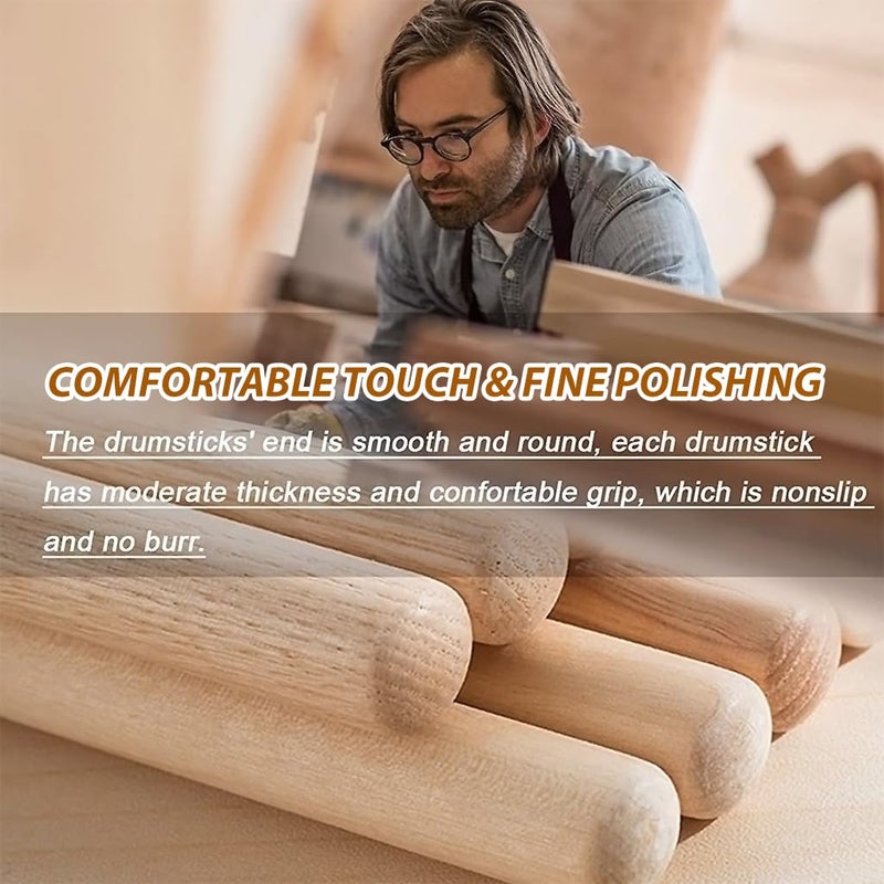 HASTHIP عصا الطبول 5A من خشب القيقب، مجموعة عصي طبل 2 زوج بطول 16 بوصة، ملحقات الطبول للبالغين والشباب، طرف خشبي بيضاوي، مثالية للمحترفين والمبتدئين - Image 2