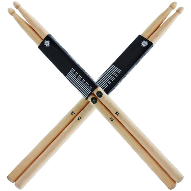 HASTHIP عصا الطبول 5A من خشب القيقب، مجموعة عصي طبل 2 زوج بطول 16 بوصة، ملحقات الطبول للبالغين والشباب، طرف خشبي بيضاوي، مثالية للمحترفين والمبتدئين - Image 1