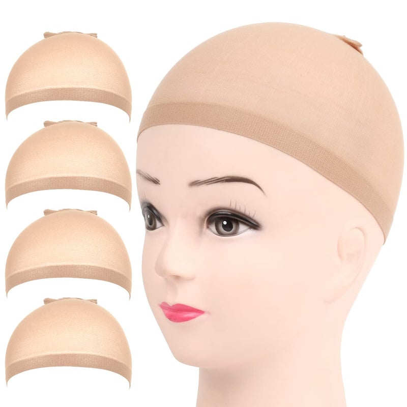 Fandamei Nylon Wig Caps  4PCS Nude Stocking Caps for Women Men Kids  Halloween Cosplay