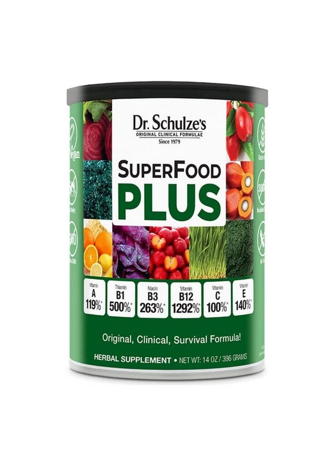 Dr. Schulze's Dr. Schulze’s SuperFood Plus | Vitamin and Mineral Herbal Concentrate | Daily Nutrition | Gluten-Free and Non-GMO | Vegan | 14 Ounce Powder | Packaging May Vary - Image 1
