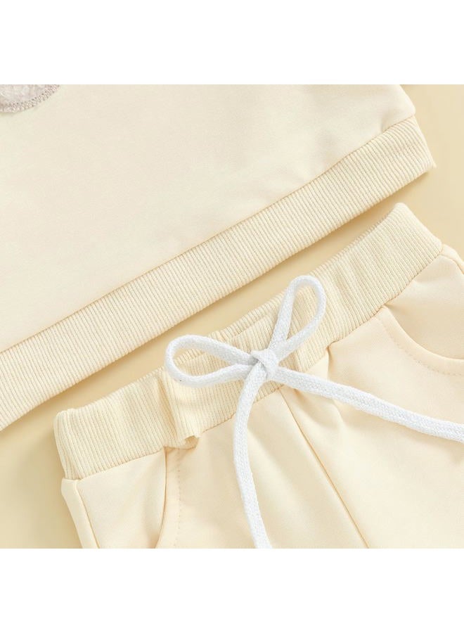 Socutebabe 2Pcs Set Infant Baby Girl Fall Clothes Daddys Girl Long Sleeve Crewneck Sweatshirt+Joggers Pants Winter Outfit Set, Love-apricot, 18-24 Months - Image 5